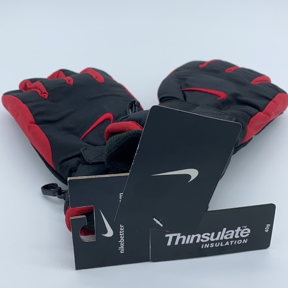 BOYS NIKE THINSULATE INSULATION GLOVES YOUTH RED BLACK - Picture 7 of 13